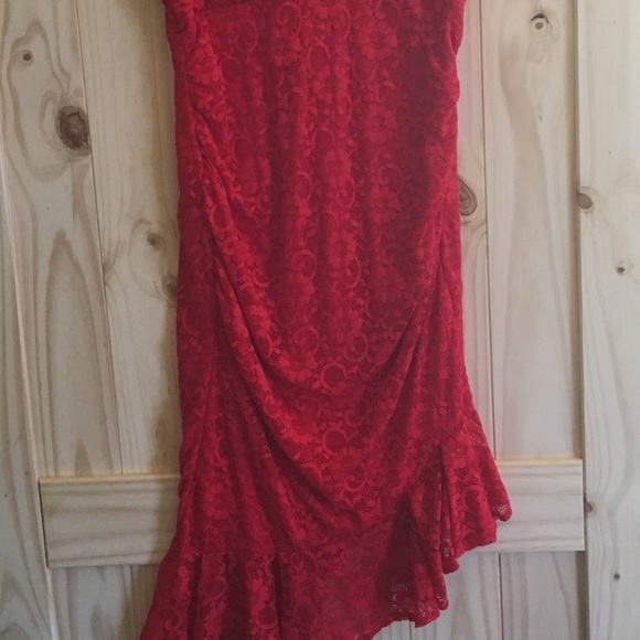 ASOS red lace drop waist dress - Picture 2 of 3